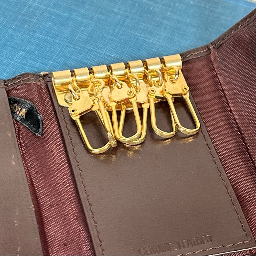Vintage Boxed Pierre Cardin Brown Tri-Fold Leather Key Holder Case Keycase - Picture 9 of 15